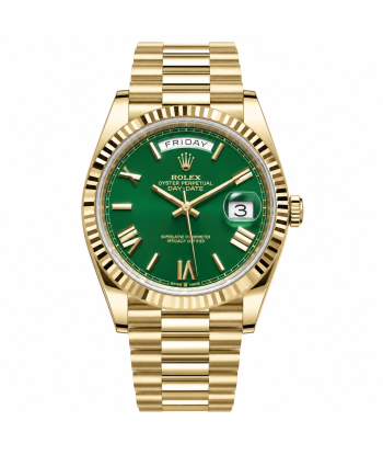 Day-Date 40 228238-0061 watch front view, green dial yellow gold